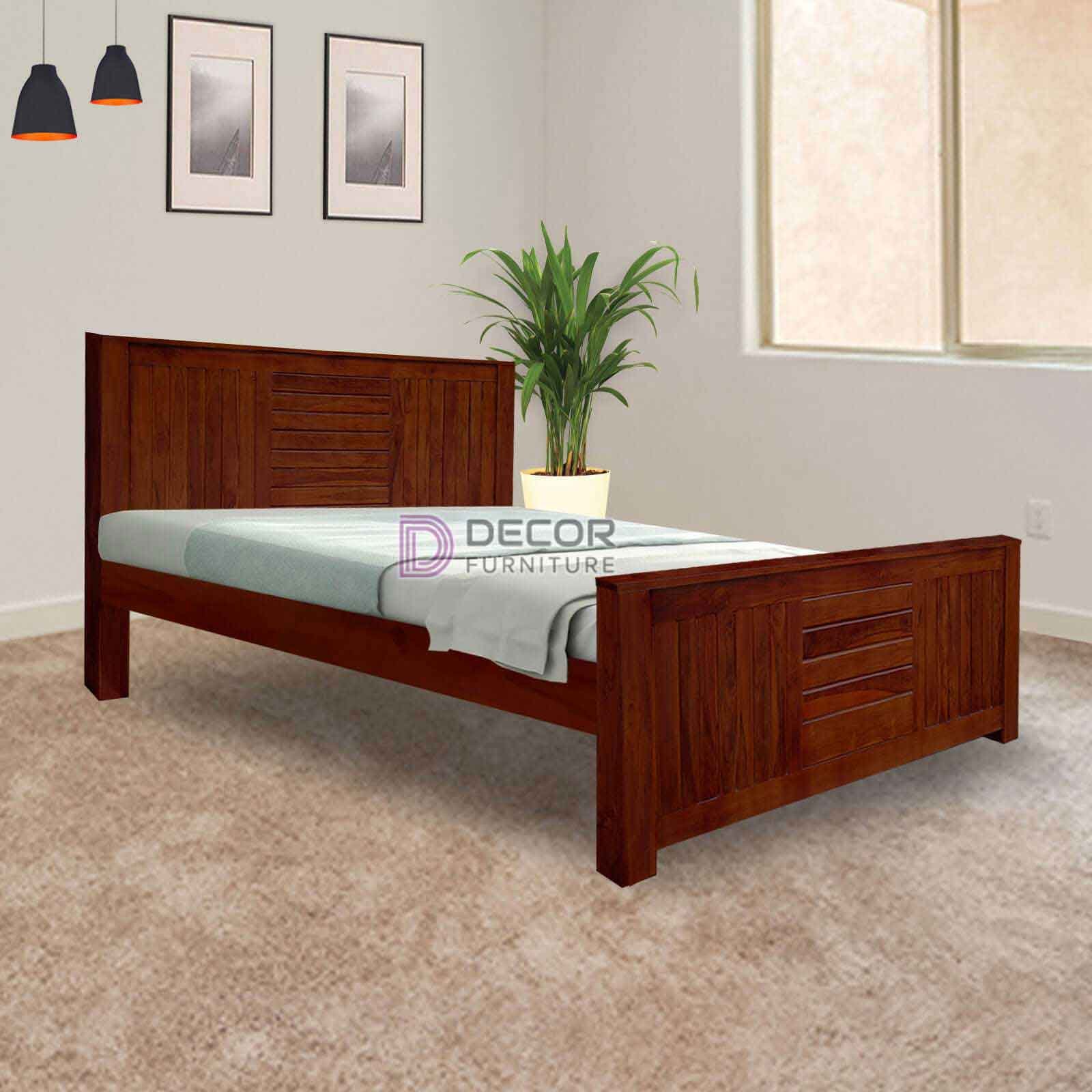 Charisma Solid Teak Wood Bed - Dark finish
