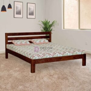 Spartan Solid Teak Wood Bed - Dark Finish