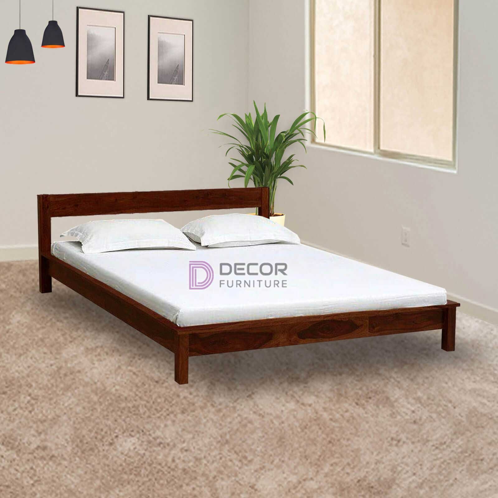 Andromeda Solid Teak Wood Bed - Dark color finish