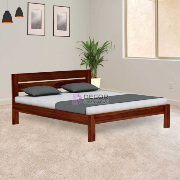 Mullai Solid Teak Wood Bed - Dark finish