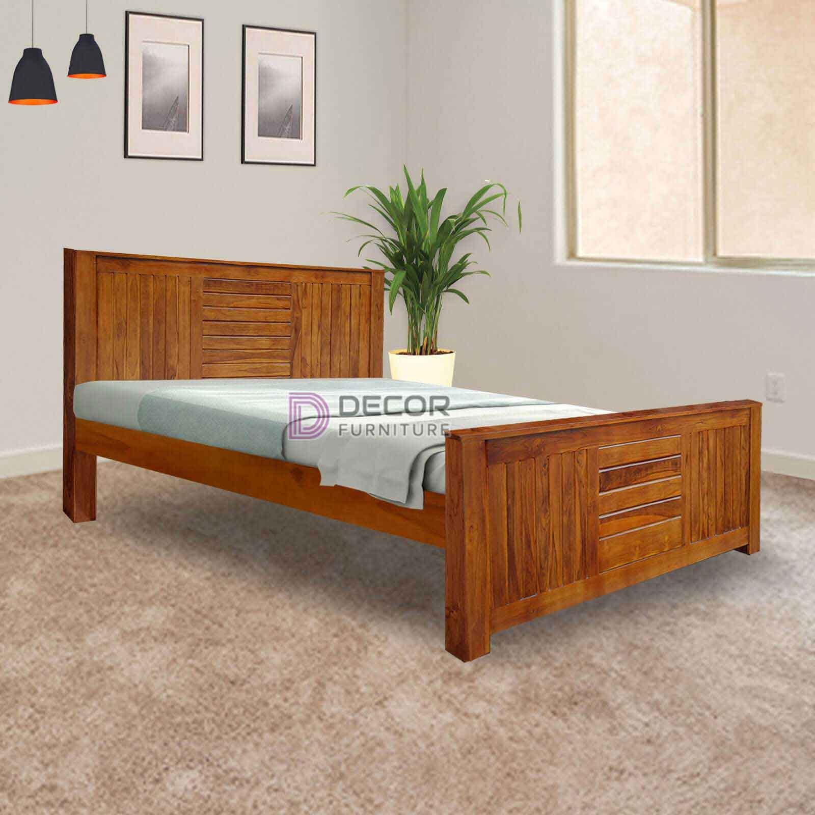 Charisma Solid Teak Wood Bed - Honey Finish