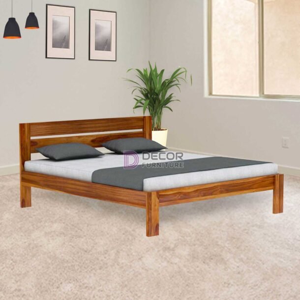 Mullai Solid Teak Wood Bed - honey finish
