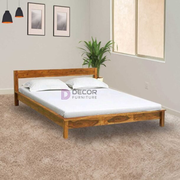 Andromeda Solid Teak Wood Bed - natural color finish