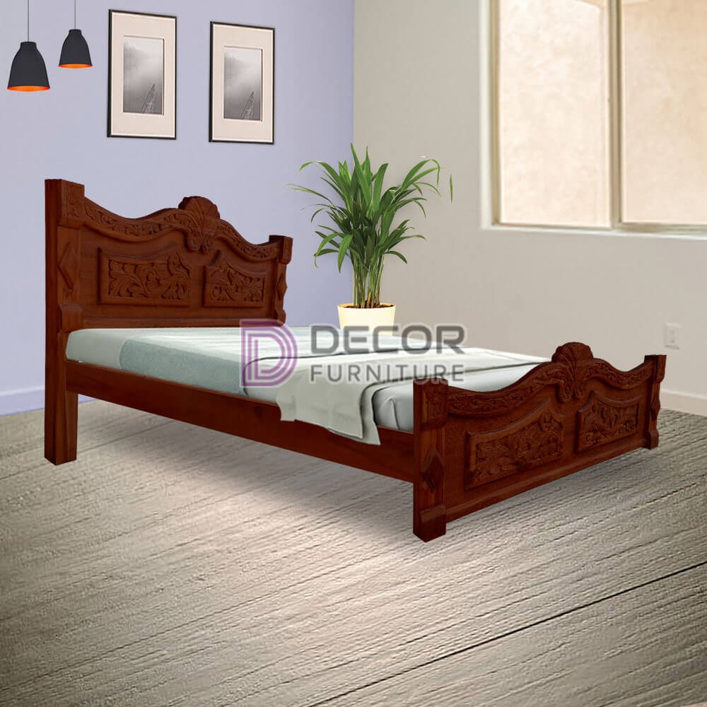 Mayil Solid Teak Wood Bed dark finish