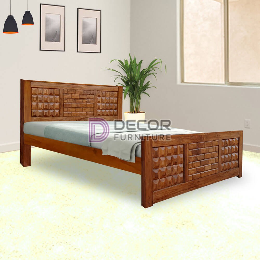 Baroque Double Size Solid Teak Wood Bed