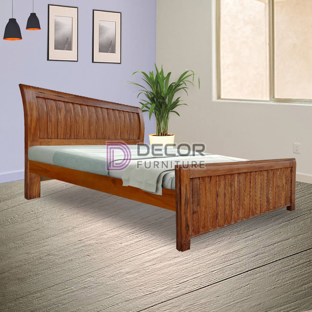 Kurinji Solid Teak Wood Bed - Honey colour