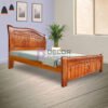 Neoclassical Solid Teak Wood Bed - Natural wood colour