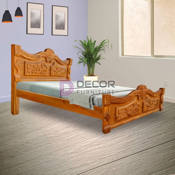 Mayil Solid Teak Wood Bed wood finish
