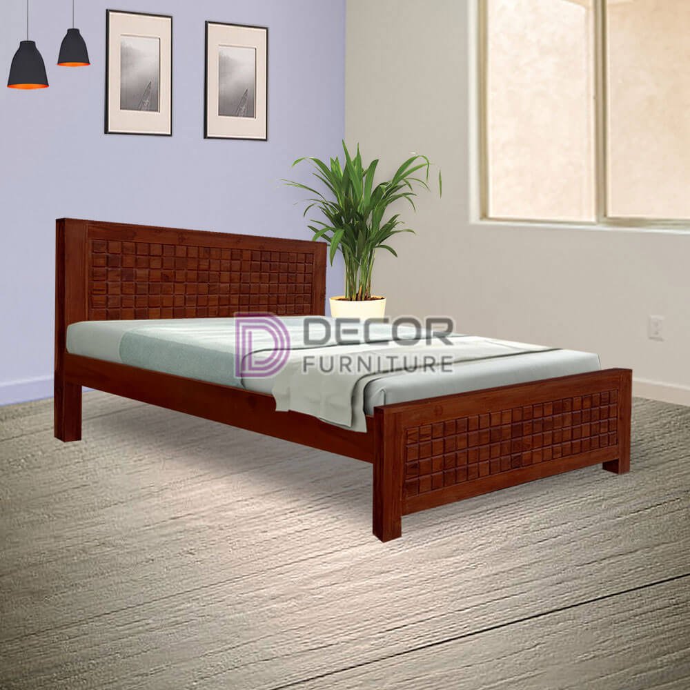 Victorian Solid Teak Wood Bed Dark Finish