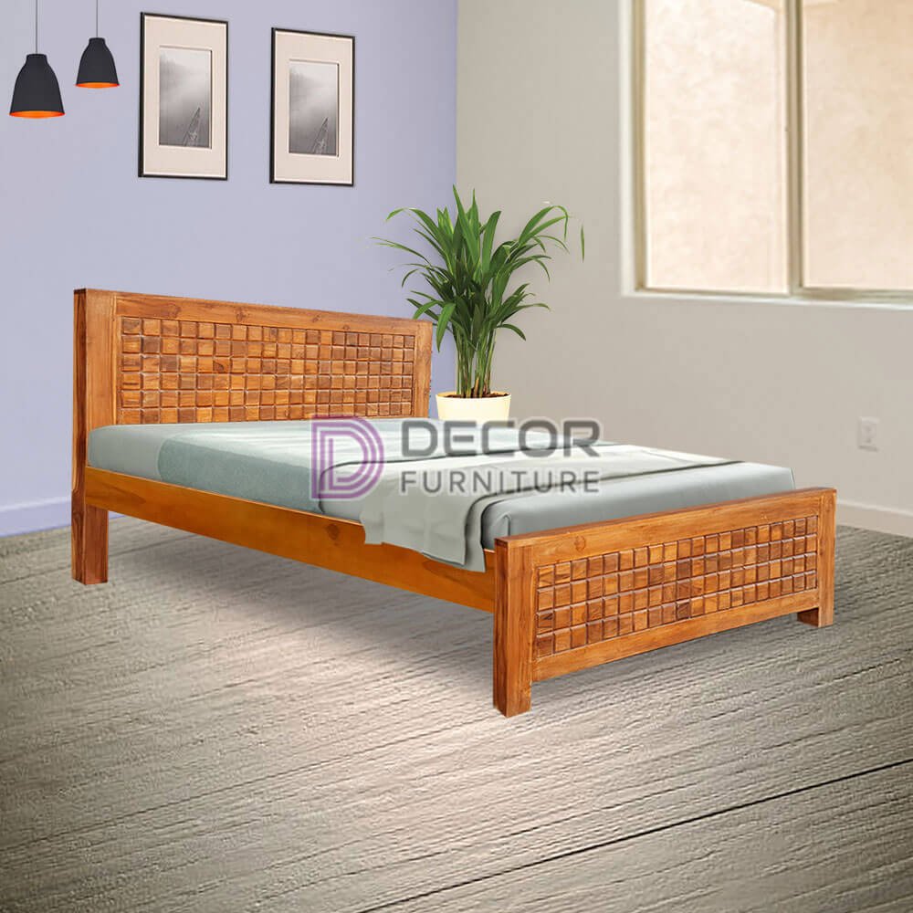 Victorian Solid Teak Wood Bed Wood Color