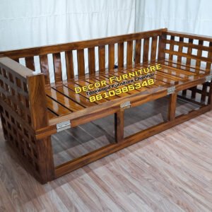 Heavy Teakwood Sofa Cum Bed 5x6 feet with Cushion