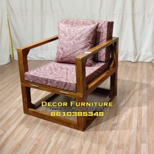 Single Seater Sofa Cum Bed in Teakwood with Cushion