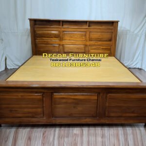 King size Mobile storage Teakwood Cot
