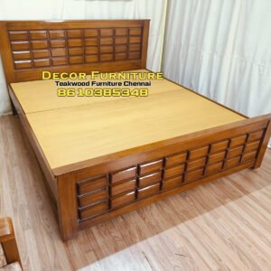 Queen size box design Teakwood Cot