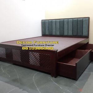 Headboard Cushion Teakwood Cot King Size with storage