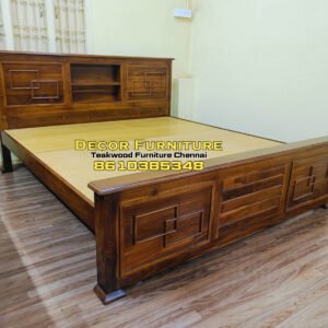 King size mobile storage Teakwood Cot