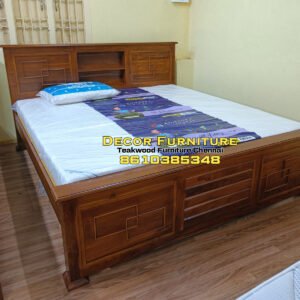 King size head storage Teakwood Cot