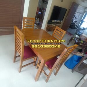 Teakwood 4 seater dining table set with cushion