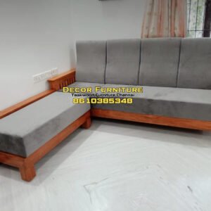 Corner Teakwood Sofa Set with High Cushion