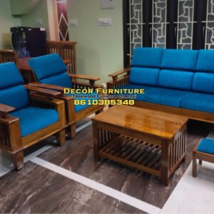 Double Decker Cushion Teakwood Sofa Set 3+1+1 seater