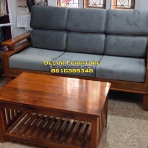 Double Decker CushionTeakwood Sofa 3 seater