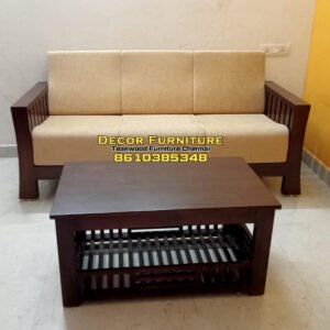 Dark Brown Teakwood Sofa Set 3 seater