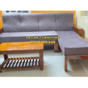 L Shape Corner Teakwood Sofa Set with Cushion