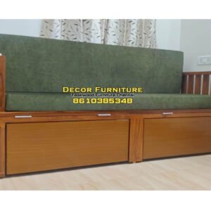 Heavy Teakwood Sofa Cum Bed 5x6 feet with Drawers