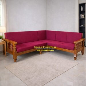 Corner L Shape Kadasal leg Teakwood Sofa Set with Cushion