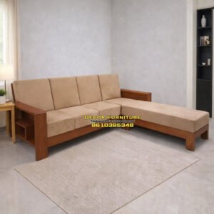 L Shape Teakwood Sofa Set with high Cushion