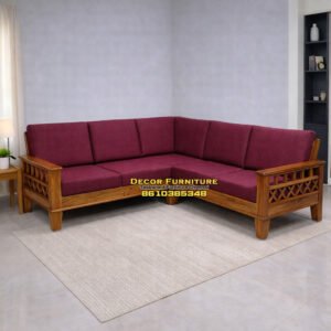 Corner L Shape Teakwood Sofa Set with Cushion