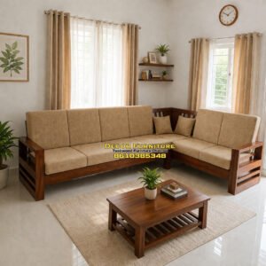 Corner L Shape Teakwood Sofa Set 4 + 2 seater with Cushion