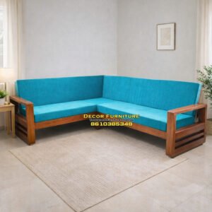 Grand L Shape Corner Teakwood Sofa Set with bench Cushion