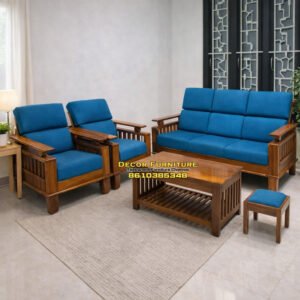 Grand Teakwood Sofa Set 3 +1+1 with double decker Cushion